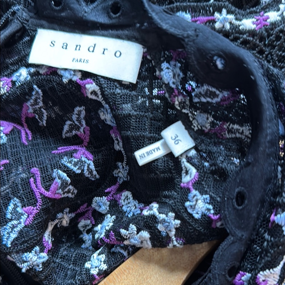 Sandro Paris Black and Multi colored Ruffled Tiered Maxi Dress - Picture 14 of 15